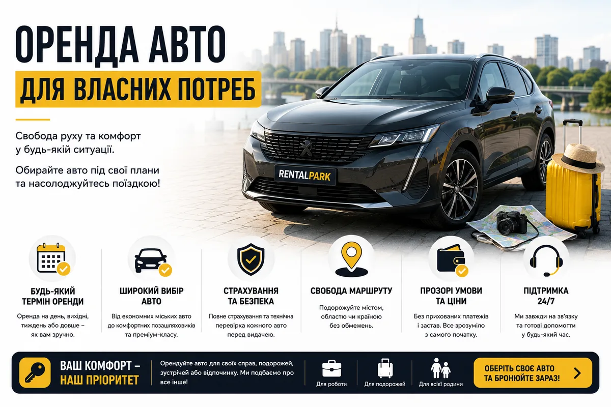 Оренда авто для власних потреб RentalPark